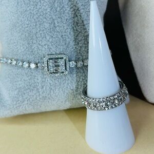 Eternity Cubic Zirconia Ring Size 7 & Bracelet 2 pc Bundle Set